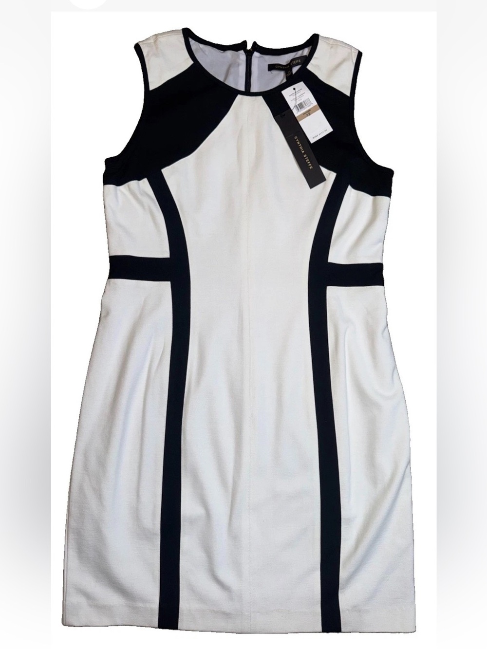 Cynthia Steffe Dress Womens 12 NWT $255 Black White Colorblock Sheath Sleeveless